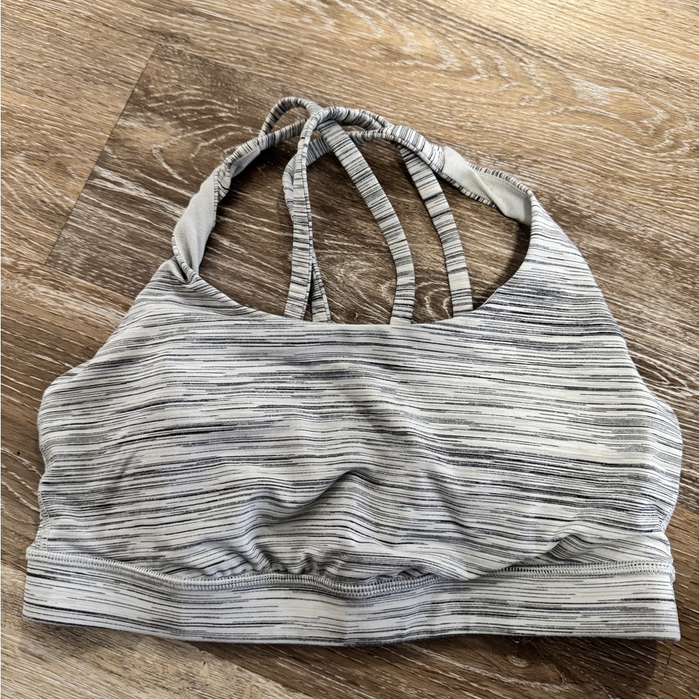 Lululemon Striped Gray Sports Bra - Size 6